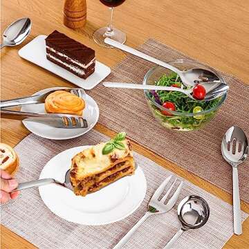 Elegant KINGSTONE 8-Piece Serving Utensils Set in Stainless Steel