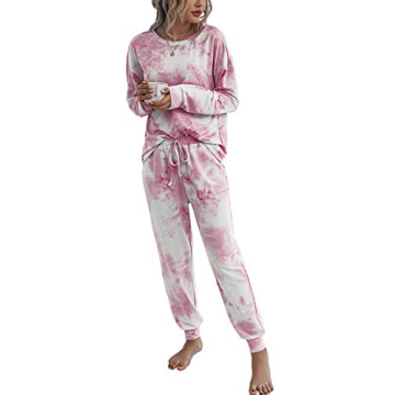 AMABMB Women's Pajama Sets Tie Dye Sweatsuit Long Sleeves Pullover Sleepwear Set 2 Pcs Lounge Jogger...