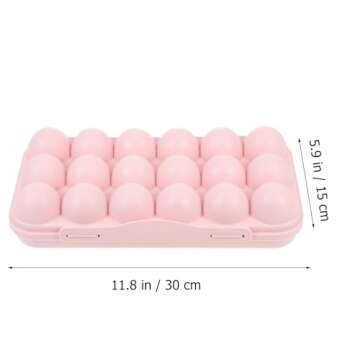 Covered Egg Holder for Refrigerator: Reusable Plastic Egg Carton 18 Egg Storage Carrier Stackable Fridge Egg Tray with Lid Pink