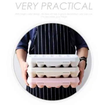 Covered Egg Holder for Refrigerator: Reusable Plastic Egg Carton 18 Egg Storage Carrier Stackable Fridge Egg Tray with Lid Pink