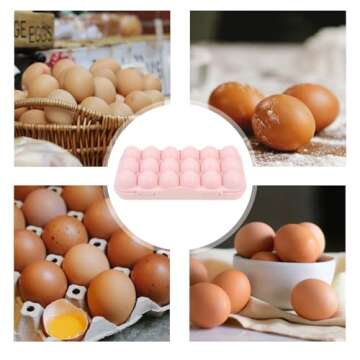 Covered Egg Holder for Refrigerator: Reusable Plastic Egg Carton 18 Egg Storage Carrier Stackable Fridge Egg Tray with Lid Pink
