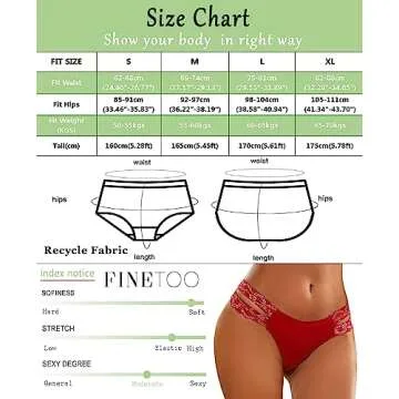 FINETOO Seamless Underwear for Women Cheeky Bikini Panties High Cut V-waist Lace Underwear Women Cute Bikinis 6 Pack