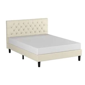 ZINUS Misty Upholstered Platform Bed Frame Mattress Foundation, Wood Slat Support, No Box Spring Needed. Easy Assembly, Queen, Taupe