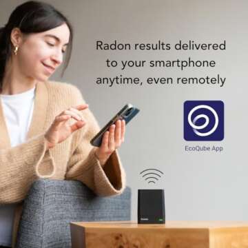 Ecosense EQ100 EcoQube, Digital Radon Detector, Fast Capture of Fluctuating Levels, Short & Long-Term Continuous Monitoring with Trend Charts, Remote Data Access