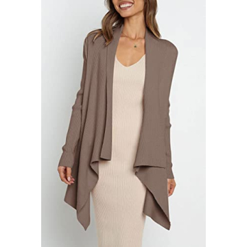 LILLUSORY Women Open Front Cardigan Sweaters Plus Size Long Sleeve Cozy Casual Cardigan Sweaters Winter Soft Knit Tops