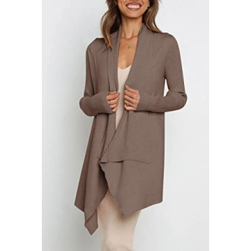 LILLUSORY Women Open Front Cardigan Sweaters Plus Size Long Sleeve Cozy Casual Cardigan Sweaters Winter Soft Knit Tops