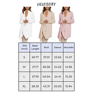 LILLUSORY Women Open Front Cardigan Sweaters Plus Size Long Sleeve Cozy Casual Cardigan Sweaters Winter Soft Knit Tops