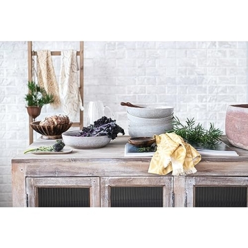 Bloomingville 9.5" Round Mango Wood Bowl with Scalloped Edge