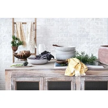 Bloomingville 9.5" Round Mango Wood Bowl with Scalloped Edge