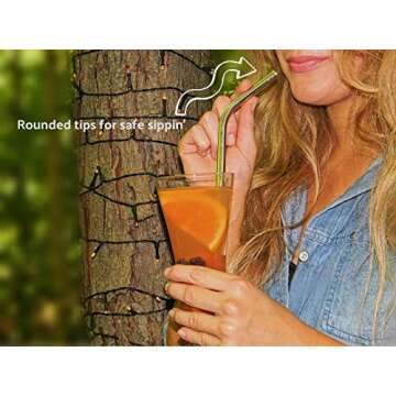 Reusable Stainless Steel Straws by EARTHLINGS │ Set of 8 Including 4 Extra Wide Smoothie Straws + 4 Bent Straws │ Including 2 Cleaning Brushes + Travel Bag │ Eco Friendly & Vegan