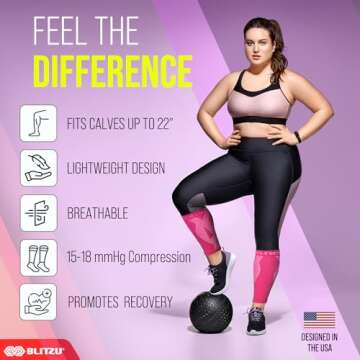BLITZU Calf Compression Sleeves for Pain Relief & Support