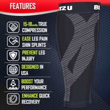 BLITZU Calf Compression Sleeves for Pain Relief & Support