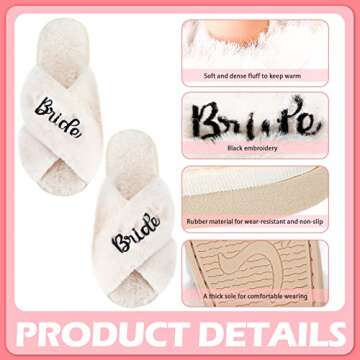 JenPen Bride Slippers for Wedding Day - Fluffy Comfort