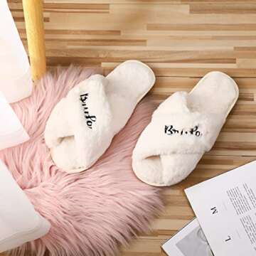 JenPen Bride Slippers for Wedding Day - Fluffy Comfort