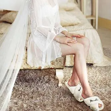 JenPen Bride Slippers for Wedding Day - Fluffy Comfort