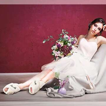 JenPen Bride Slippers for Wedding Day - Fluffy Comfort