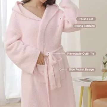 bearberry Hooded Robe Cozy In The Wild Robe Lightweight Soft Plush Bathrobe with Pockets for Women (...