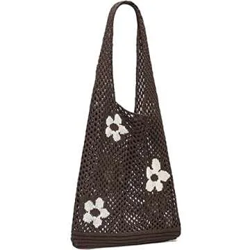 CATMICOO Crochet Beach Bag Tote: Small Knit Bag Summer Shoulder Bag for Vacation