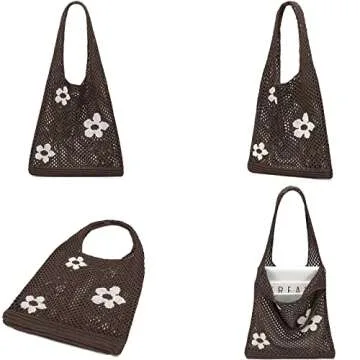 CATMICOO Crochet Beach Bag Tote: Small Knit Bag Summer Shoulder Bag for Vacation