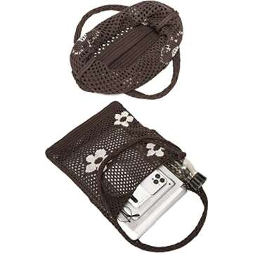 CATMICOO Crochet Beach Bag Tote: Small Knit Bag Summer Shoulder Bag for Vacation