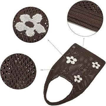 CATMICOO Crochet Beach Bag Tote: Small Knit Bag Summer Shoulder Bag for Vacation
