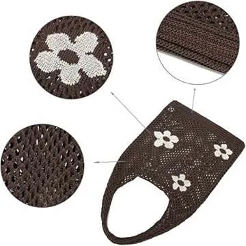 CATMICOO Crochet Beach Bag Tote: Small Knit Bag Summer Shoulder Bag for Vacation