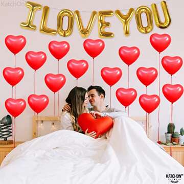 KatchOn, I Love You Balloons and Heart Balloons - 16 Inch, Pack 28 | Love Balloons, Red Heart Balloo...