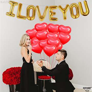 KatchOn, I Love You Balloons and Heart Balloons - 16 Inch, Pack 28 | Love Balloons, Red Heart Balloons for Romantic Decorations Special Night | Valentines Day Balloons, Valentines Day Decorations