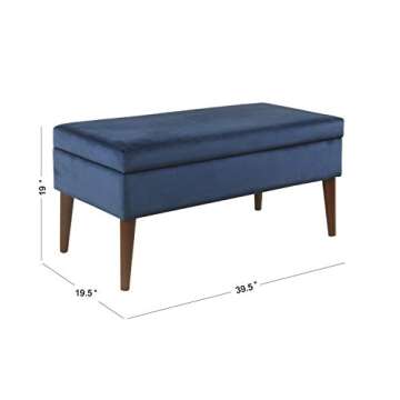 HomePop Home Decor | K8086-B256 | Kaufmann Collection Modern Storage Ottoman Bench | Large Ottoman Bench with Storage for Living Room & Bedroom, Navy Woven