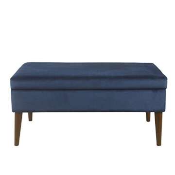 HomePop Home Decor | K8086-B256 | Kaufmann Collection Modern Storage Ottoman Bench | Large Ottoman Bench with Storage for Living Room & Bedroom, Navy Woven