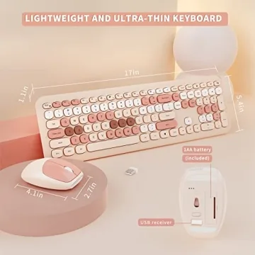 Colorful Ergonomic Wireless Keyboard and Mouse Combo