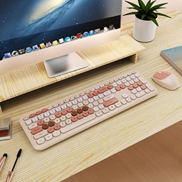 Colorful Ergonomic Wireless Keyboard and Mouse Combo