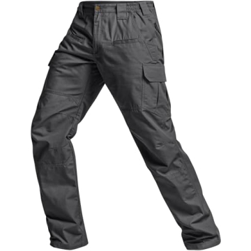 CQR Men's Tactical Pants, Water Resistant Ripstop Cargo Pants, Lightweight EDC Work Hiking Pants, Outdoor Apparel, Raider Charcoal, 28W x 30L