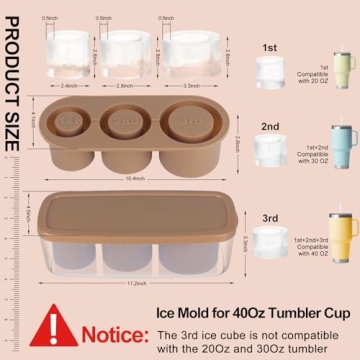 DDMY Ice Mold Silicone Tray for Tumbler Cups, 20-40 oz