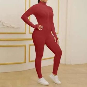 ECHOINE Sexy Long Sleeve Bodycon Jumpsuit for Women