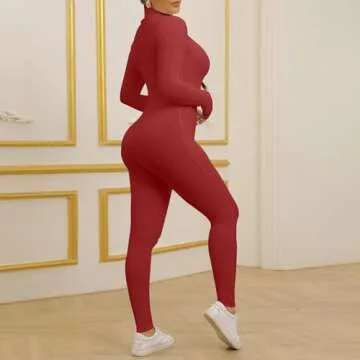 ECHOINE Sexy Long Sleeve Bodycon Jumpsuit for Women