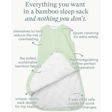 PurComfy Supersoft Sleep Sack 1.0 TOG, Premium Bamboo Viscose Baby Sleeping Bag, 2-Way Safe Zipper S...