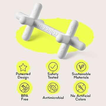 Moonlight Silicone Teethers for Babies, Baby Teether for Infants, Toddlers, Newborns, Dishwasher and Freezer-Safe Teething Toy, White - Moonjax