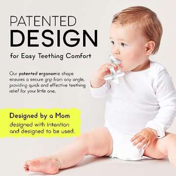 Moonlight Silicone Teethers for Babies, Baby Teether for Infants, Toddlers, Newborns, Dishwasher and Freezer-Safe Teething Toy, White - Moonjax