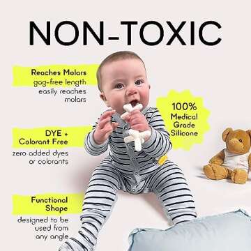 Moonlight Silicone Teethers for Babies, Baby Teether for Infants, Toddlers, Newborns, Dishwasher and Freezer-Safe Teething Toy, White - Moonjax