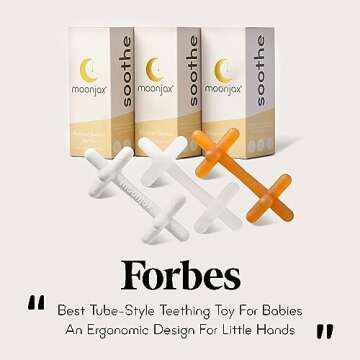 Moonlight Silicone Teethers for Babies, Baby Teether for Infants, Toddlers, Newborns, Dishwasher and Freezer-Safe Teething Toy, White - Moonjax