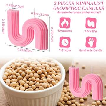 Tondiamo 2 Pcs Valentine's Candles Twist Aesthetic Candles Cool S Shape Minimalist Geometric Shaped ...