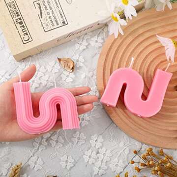 Tondiamo 2 Pcs Valentine's Candles Twist Aesthetic Candles Cool S Shape Minimalist Geometric Shaped Soy Wax Scented Art Decorative Handmade for Wedding Birthday Valentine Gift(Light Pink)