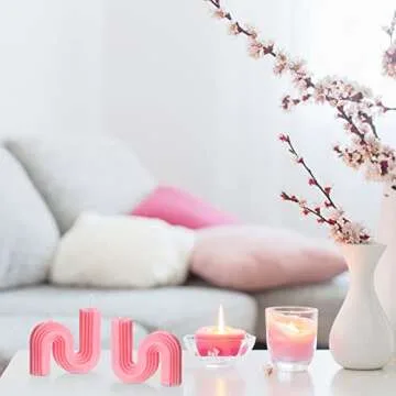 Tondiamo 2 Pcs Valentine's Candles Twist Aesthetic Candles Cool S Shape Minimalist Geometric Shaped Soy Wax Scented Art Decorative Handmade for Wedding Birthday Valentine Gift(Light Pink)