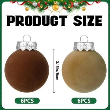 Elegant YUJUN Velvet Ball Ornaments 12PCS for Christmas