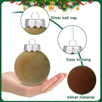 Elegant YUJUN Velvet Ball Ornaments 12PCS for Christmas