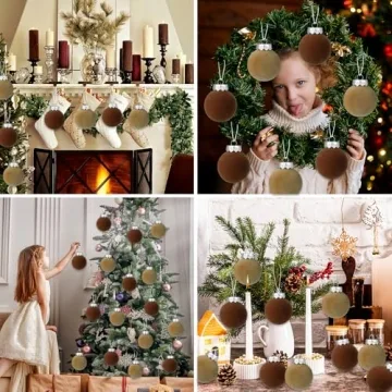 Elegant YUJUN Velvet Ball Ornaments 12PCS for Christmas