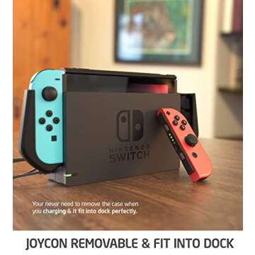 Mumba Dockable Case for Nintendo Switch, [Blade Series] TPU Grip Protective Cover Case Compatible with Nintendo Switch Console and Joy-Con Controller (Black)