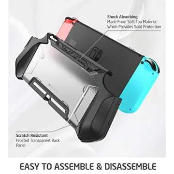 Mumba Dockable Case for Nintendo Switch, [Blade Series] TPU Grip Protective Cover Case Compatible with Nintendo Switch Console and Joy-Con Controller (Black)
