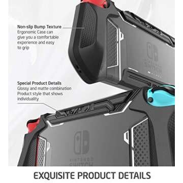 Mumba Dockable Case for Nintendo Switch, [Blade Series] TPU Grip Protective Cover Case Compatible with Nintendo Switch Console and Joy-Con Controller (Black)
